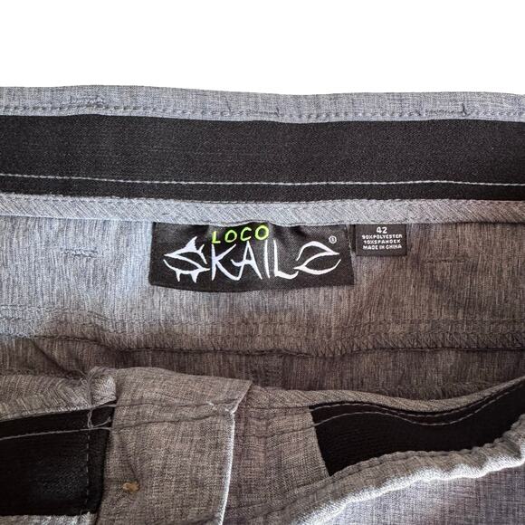 Loco Skailz Hybrid Shorts 42 Gray Stretch Boardwalk Surf Zip Pocket Mens - Picture 5 of 12